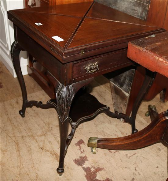 A mahogany envelope card table